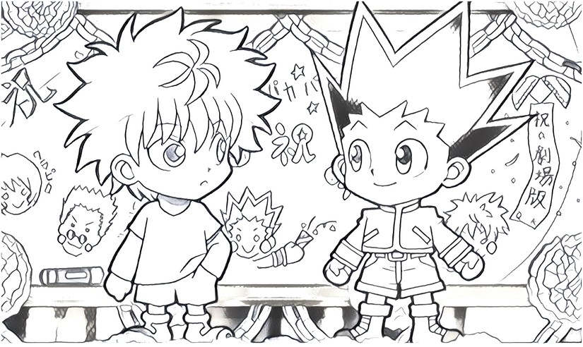 Hunter X Hunter Coloring Pages Chibi Killua and Gon - XColorings.com