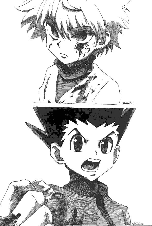Free Hunter X Hunter Coloring Pages Killua and Best Friend Gon Freecss printable