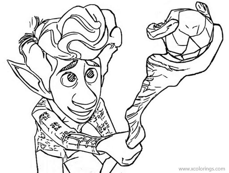 Free Ian and Magic Staff from Onward Coloring Pages printable