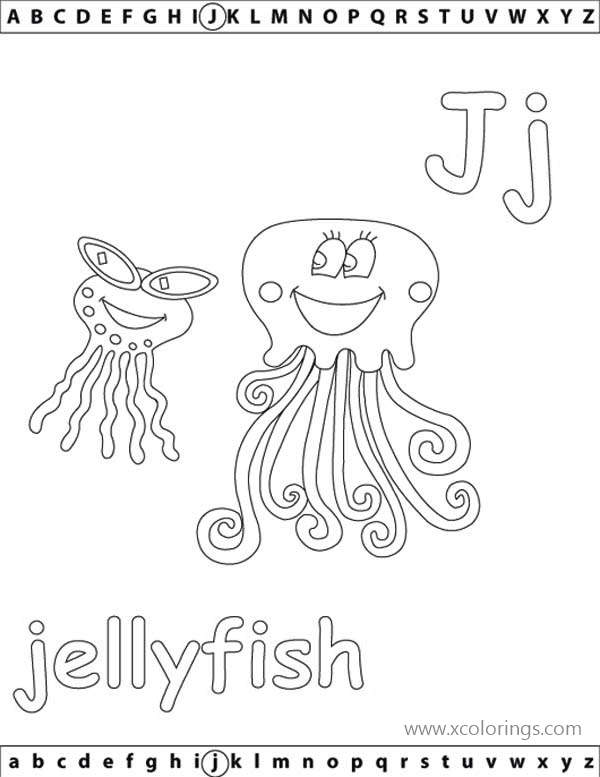 Free J Is For Jellyfish Coloring Page for Alphabet Learning printable