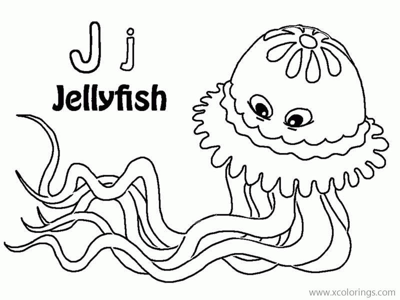 Free J for Jellyfish Coloring Page printable