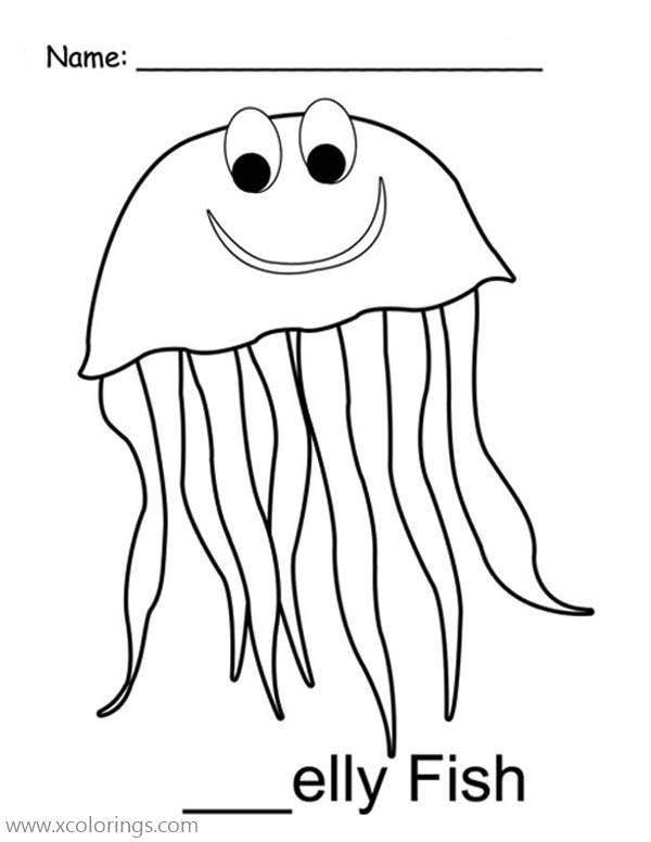 Free Jellyfish Coloring Page Words Worksheets printable