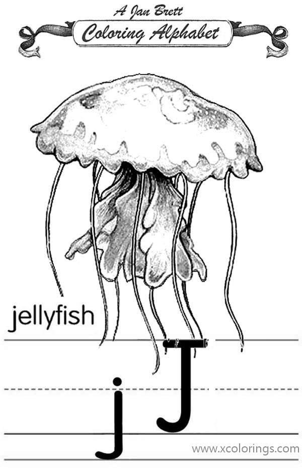 Free Jellyfish Coloring Page for Alphabet Writing printable