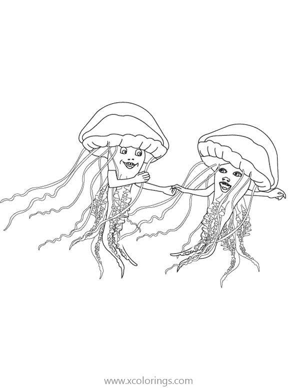 Free Jellyfish Girls Coloring Page printable