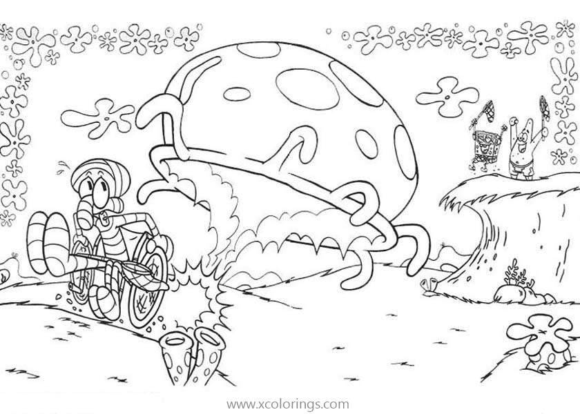 Free Jellyfish is Catching Squidward Coloring Page printable
