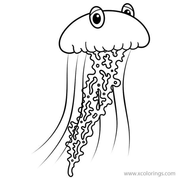 Free Jellyfish with Eyes Coloring Page printable