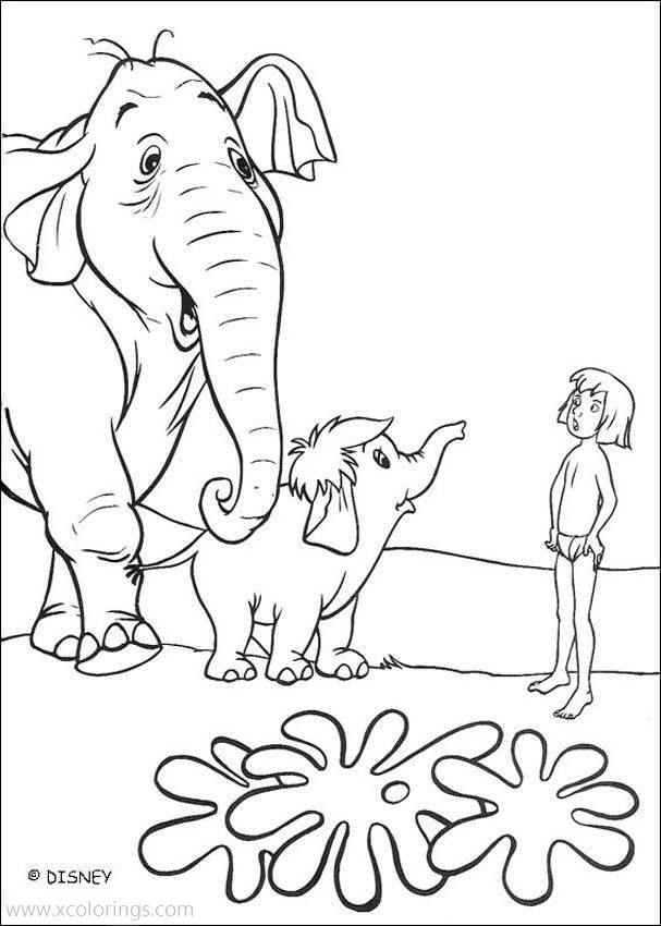 Free Jungle Book Coloring Pages Colonel Hathi and Mowgli printable