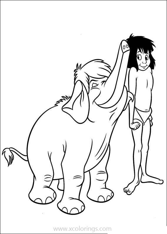 Free Jungle Book Coloring Pages Cute Little Elephant printable