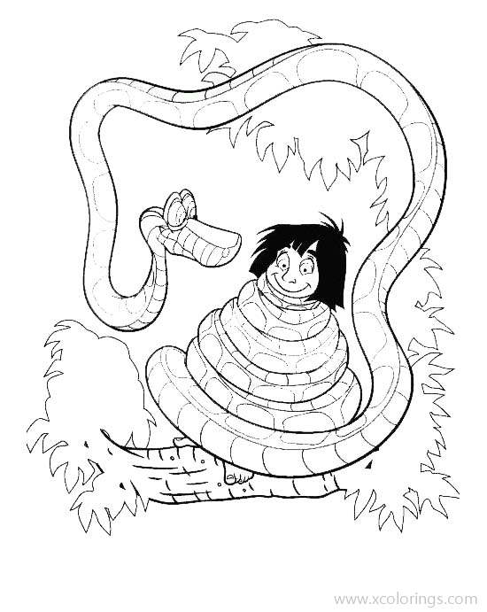 Free Jungle Book Coloring Pages Kaa Caught Mowgli printable
