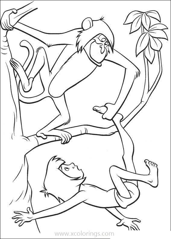 Free Jungle Book Coloring Pages Monkey Saved Mowgli printable