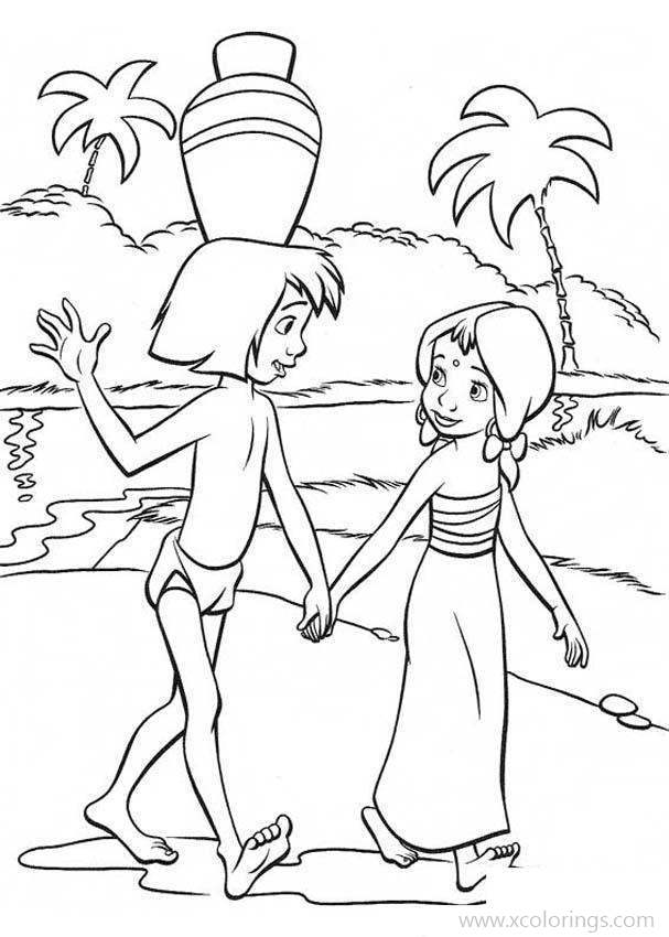 Free Jungle Book Coloring Pages Mowgli and Shanti printable