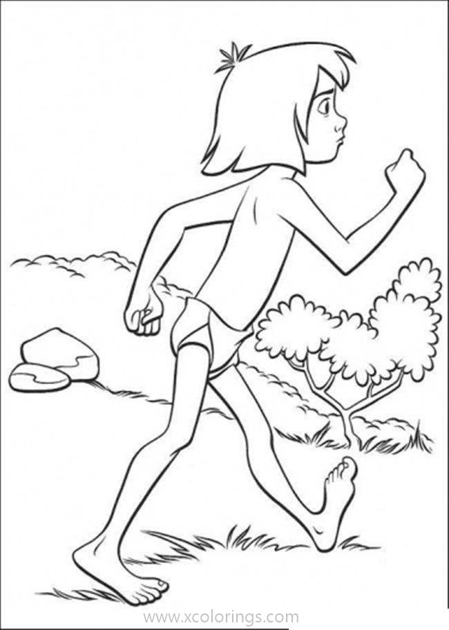Free Jungle Book Coloring Pages Mowgli is Walking printable