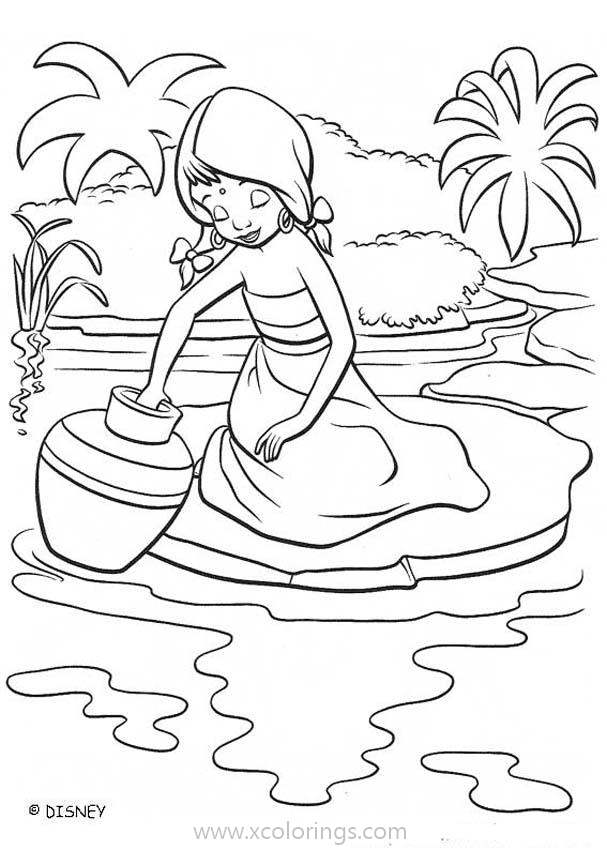 Free Jungle Book Coloring Pages Shanti Collects Water printable