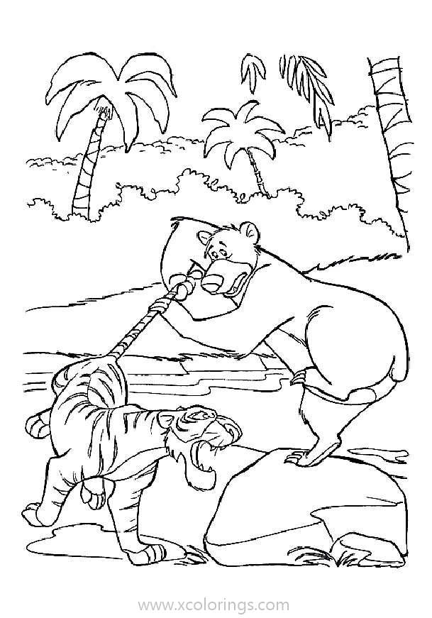 Free Jungle Book Coloring Pages Shere Khan and Baloo printable