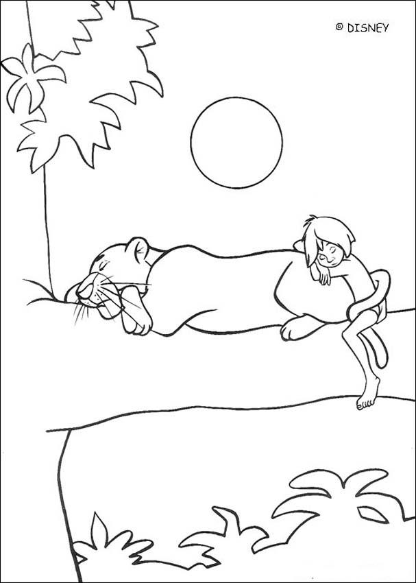 Free Jungle Book Coloring Pages Sleeping On the Tree printable