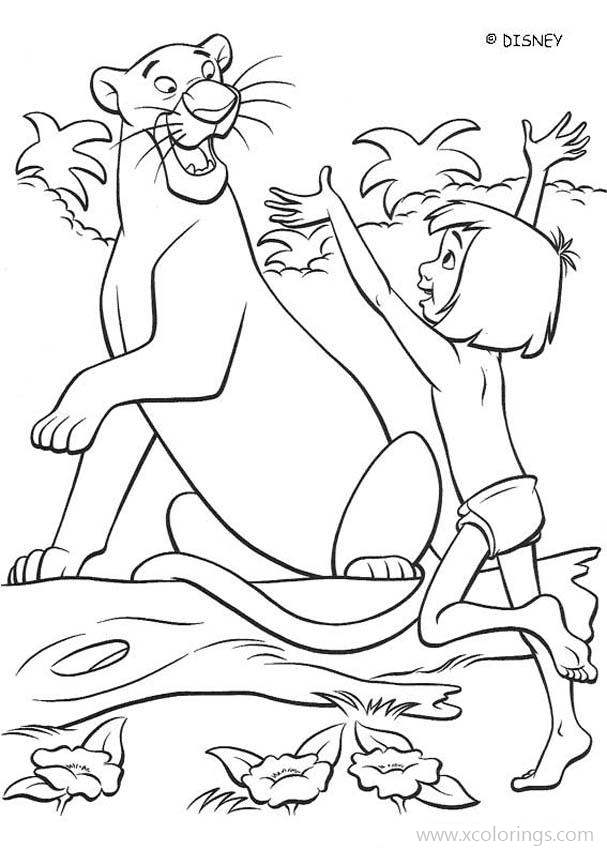 Free Jungle Book Coloring Pages The Black Panther and Tthe Boy printable