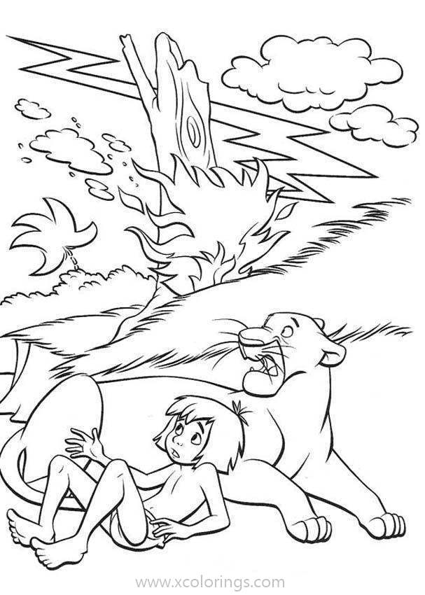 Jungle Book Coloring Pages The Tree is On Fire - XColorings.com