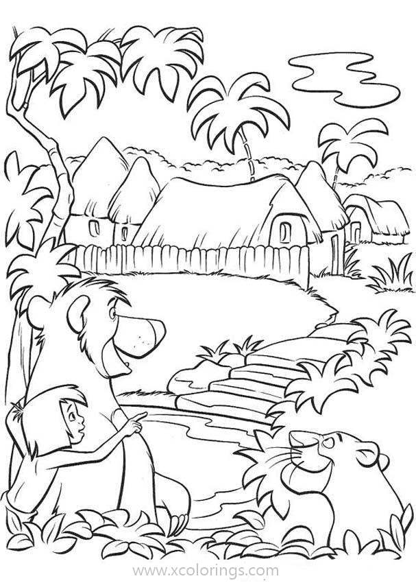 Free Jungle Book Coloring Pages Village of Human printable