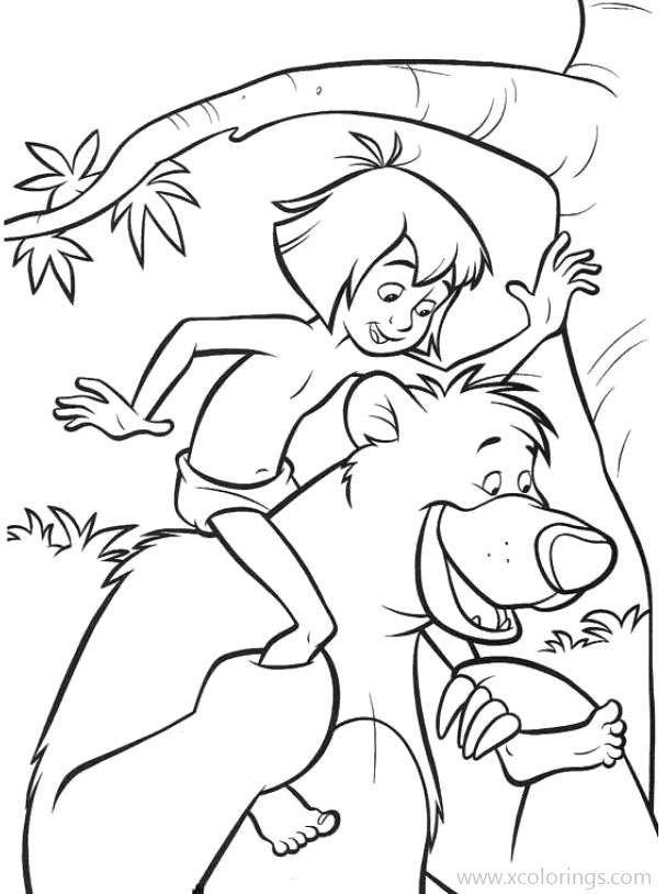 Free Jungle Book Wowgli and Bear Coloring Pages printable