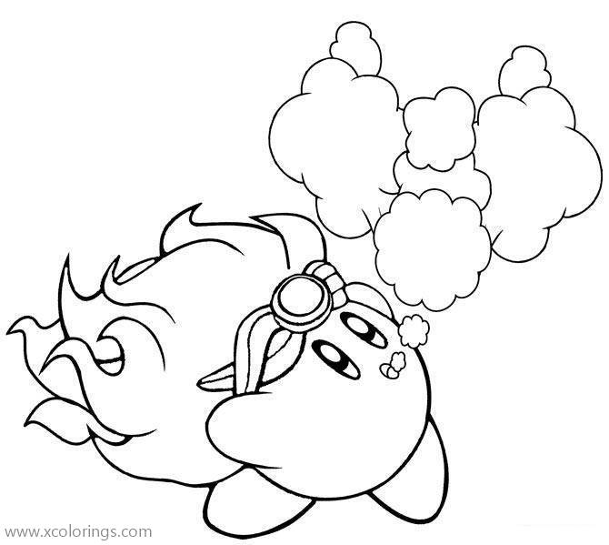 Free Kirby Blowing Coloring Page printable