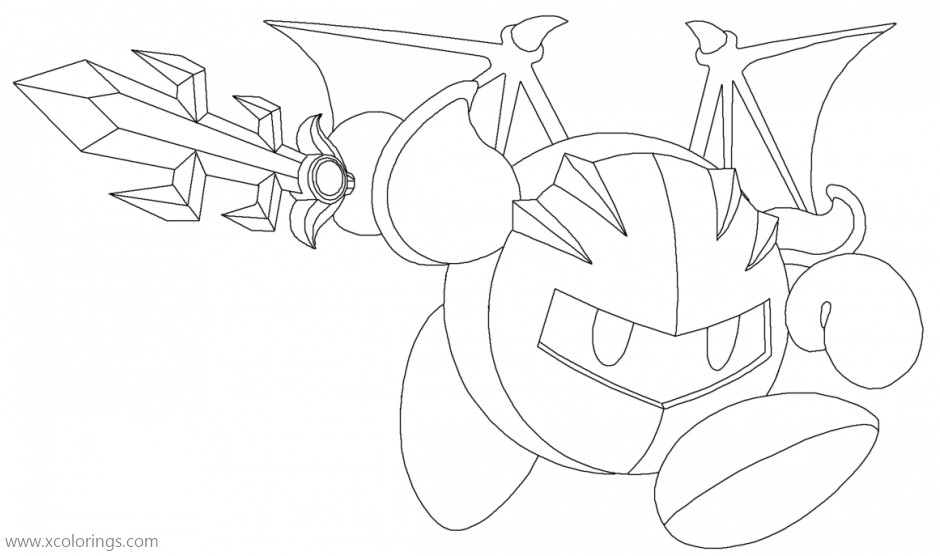 Free Kirby Coloring Pages Meta Knight printable