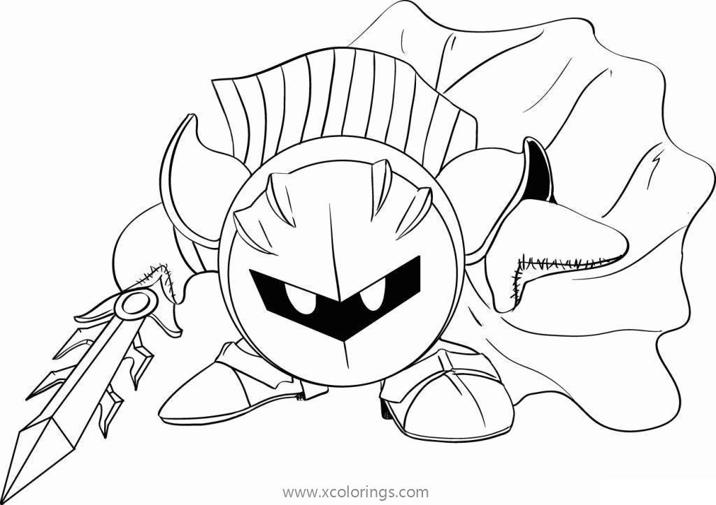 Free Kirby Meta Knight Coloring Pages printable