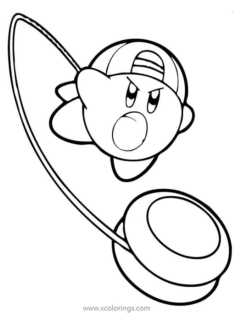 Free Kirby Playing YoYo Coloring Page printable