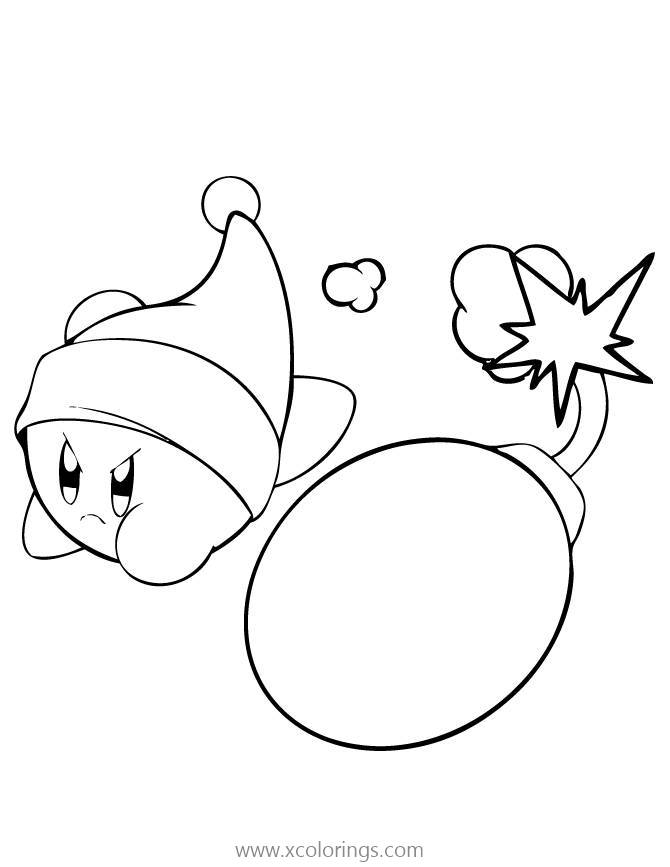 Free Kirby and Bomb Coloring Page printable