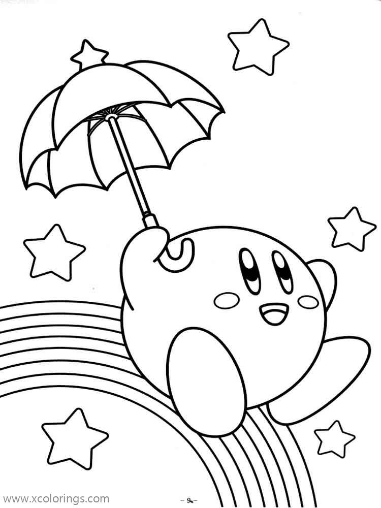 Free Kirby and Rainbow Coloring Page printable