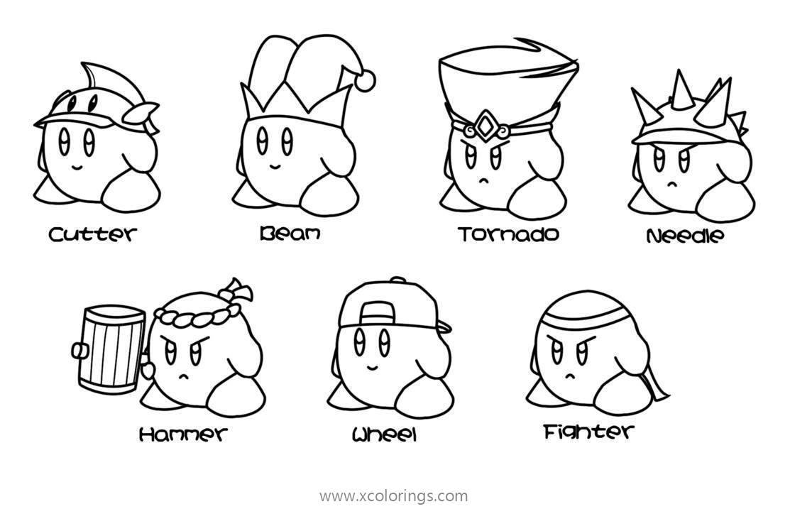 Free Kirby in Different Style Coloring Pages printable