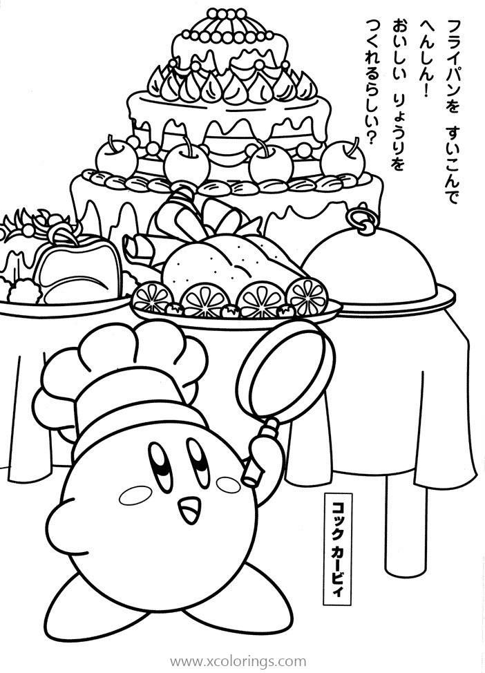 Free Kirby is Cooking Coloring Page printable