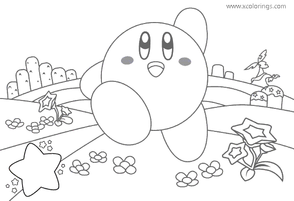 Free Kirby is Running Coloring Page printable