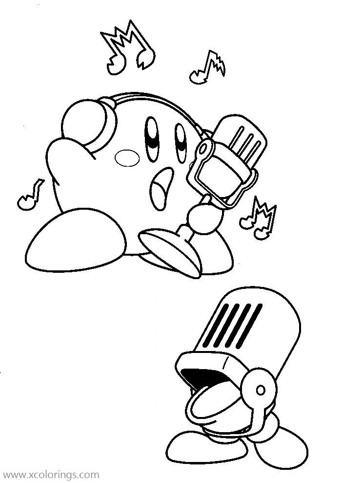 Free Kirby is Singing Coloring Pages printable