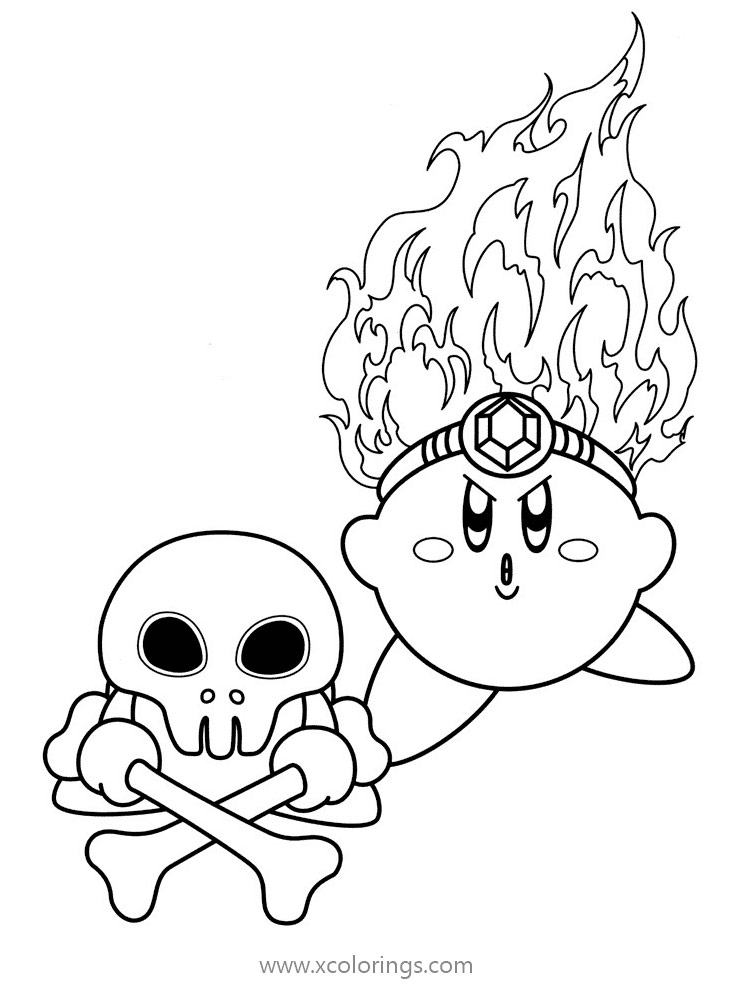 Free Kirby with Fire Coloring Page printable