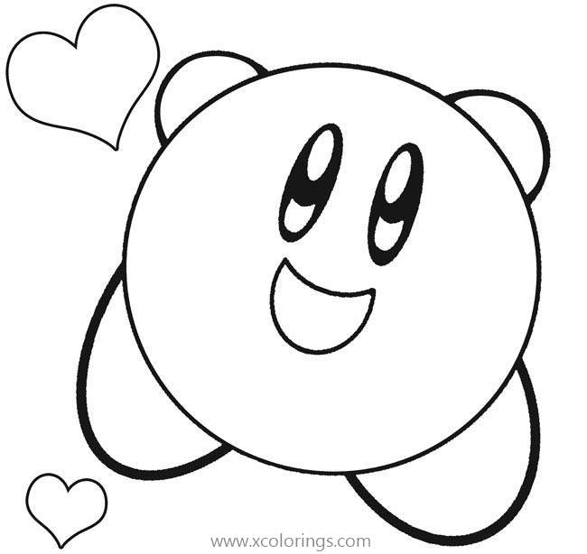 Free Kirby with Hearts Coloring Page printable