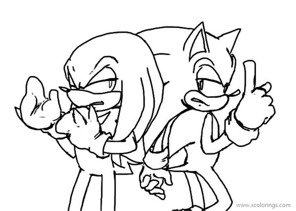 Free Knuckles The Echidna And Sonic Coloring Pages printable