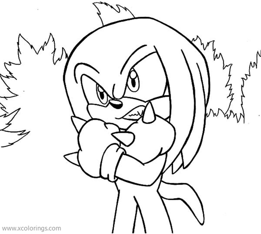 Free Knuckles The Echidna Coloring Pages Ready to Fight printable
