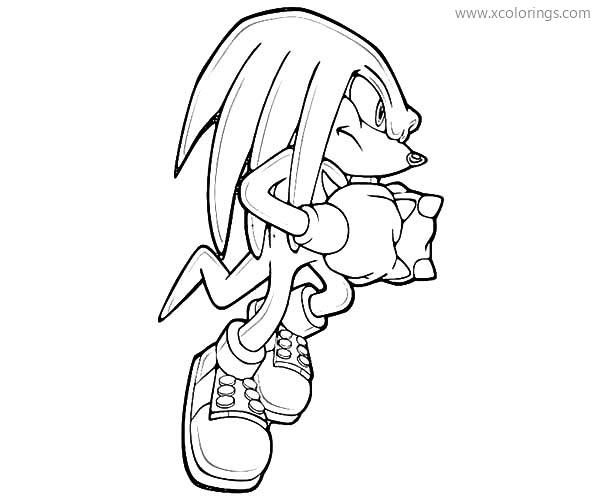 Free Knuckles The Echidna Running Coloring Page printable