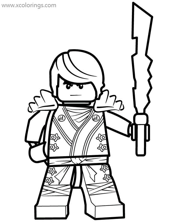 Free Lego Ninjago Coloring Pages Jay with Sword printable