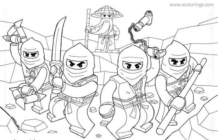 Free Lego Ninjago Coloring Pages Ninjas and Master Wu printable