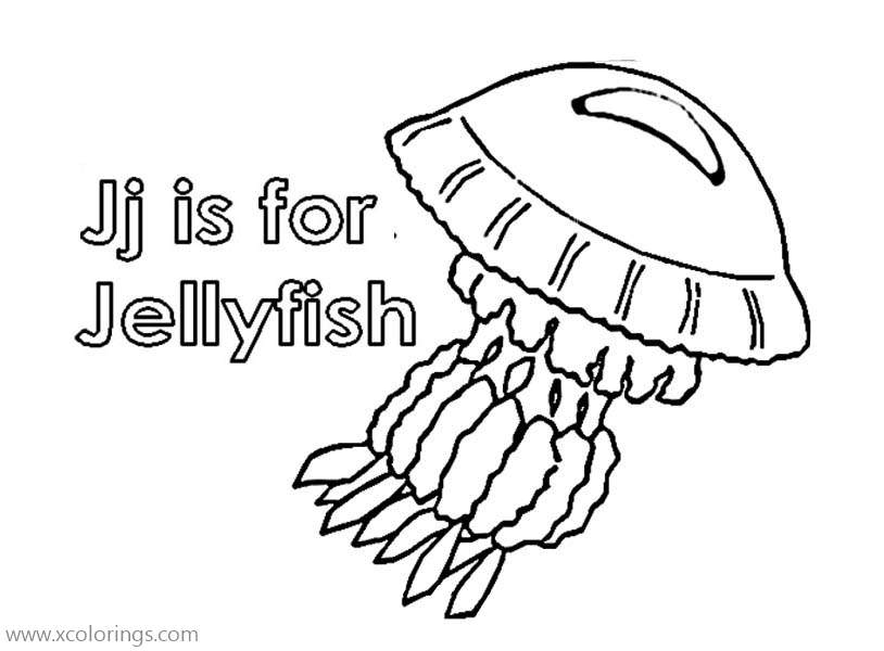 Free Letter J For Jellyfish Coloring Page printable