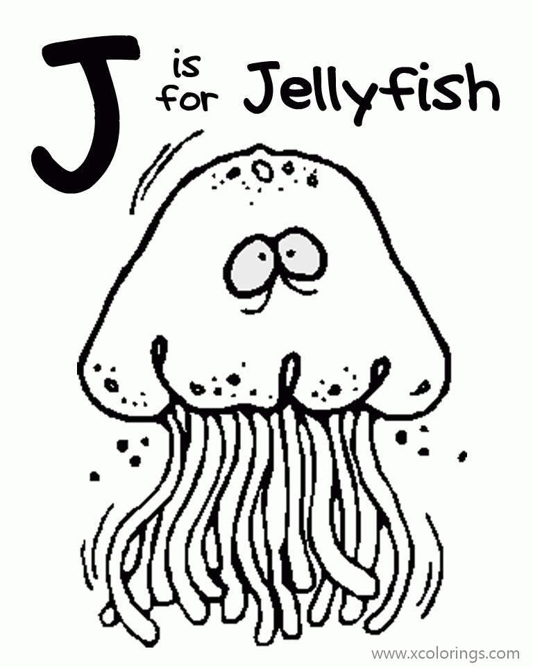 Free Letter J is for Jellyfish Coloring Page printable