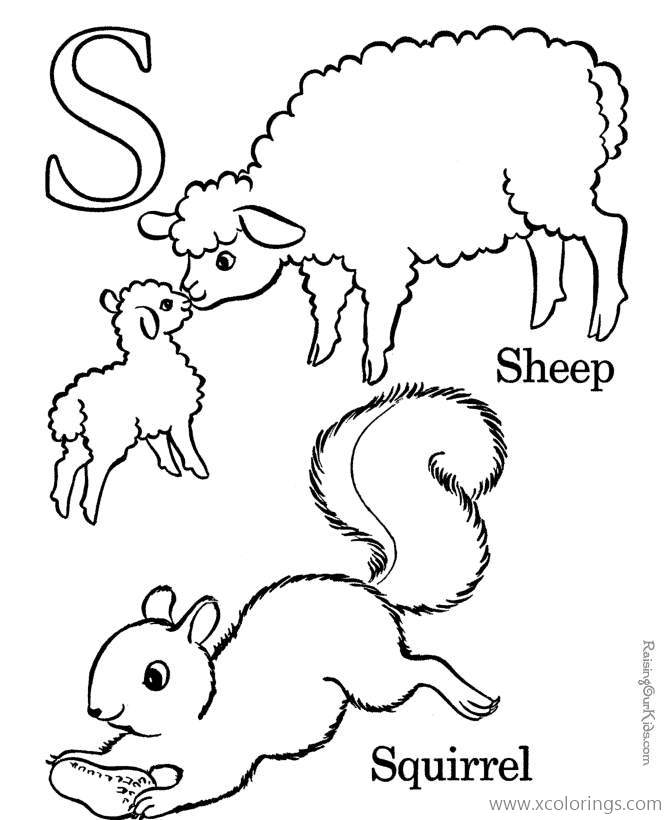 Free Letter S for Sheep Coloring Pages printable