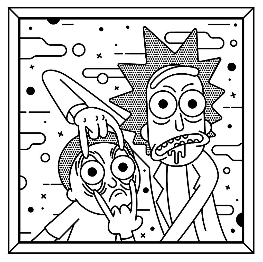 Free Lichtenstein Style Rick and Morty Coloring Pages printable