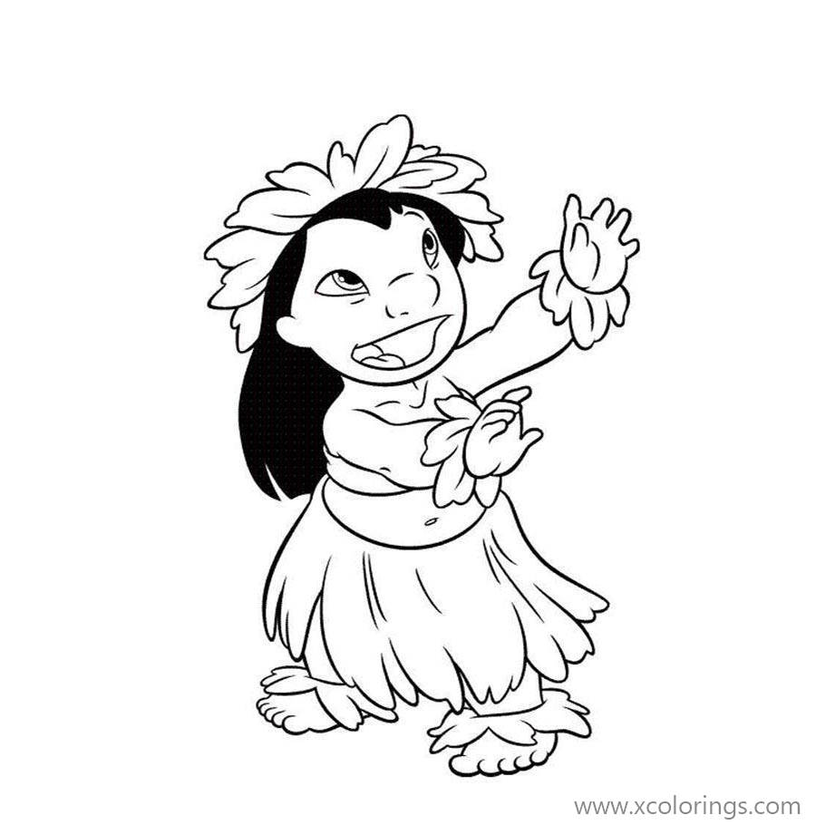 Free Lilo And Stitch Coloring Pages Lilo is Dancing printable