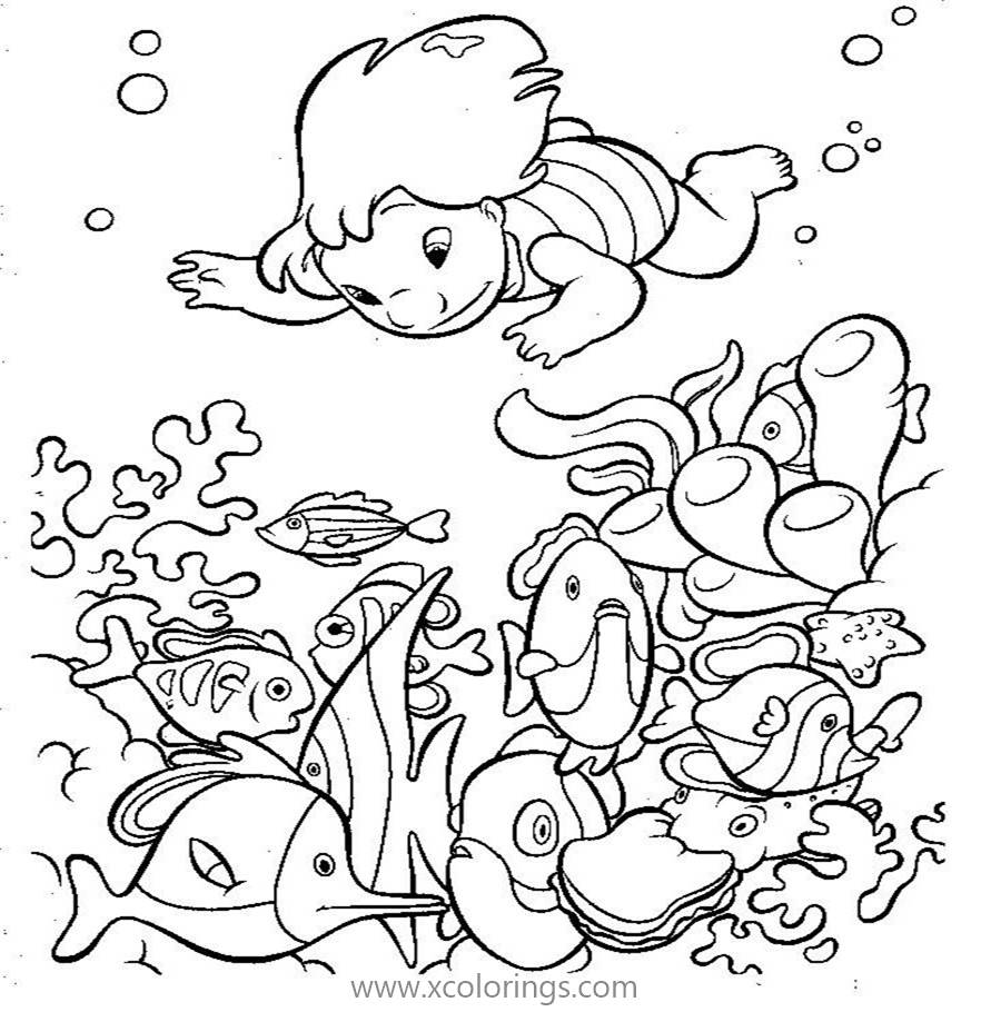 Free Lilo And Stitch Coloring Pages Lilo is Swimming Under the Sea printable
