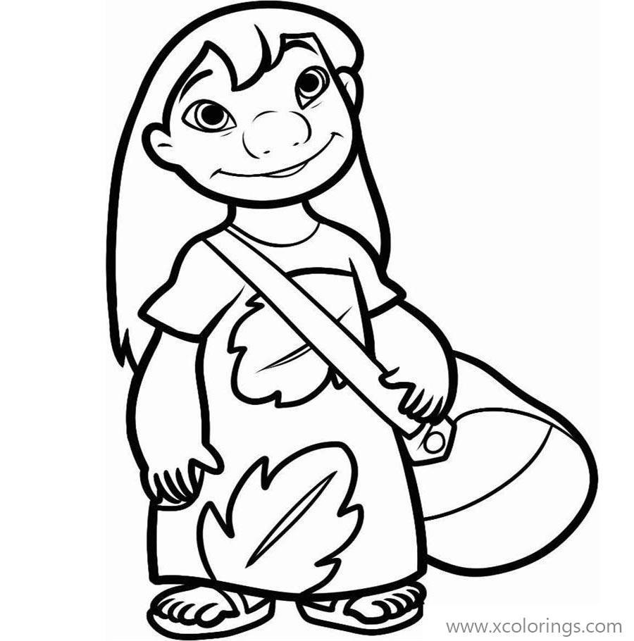 Free Lilo And Stitch Coloring Pages Lilo with A Bag printable