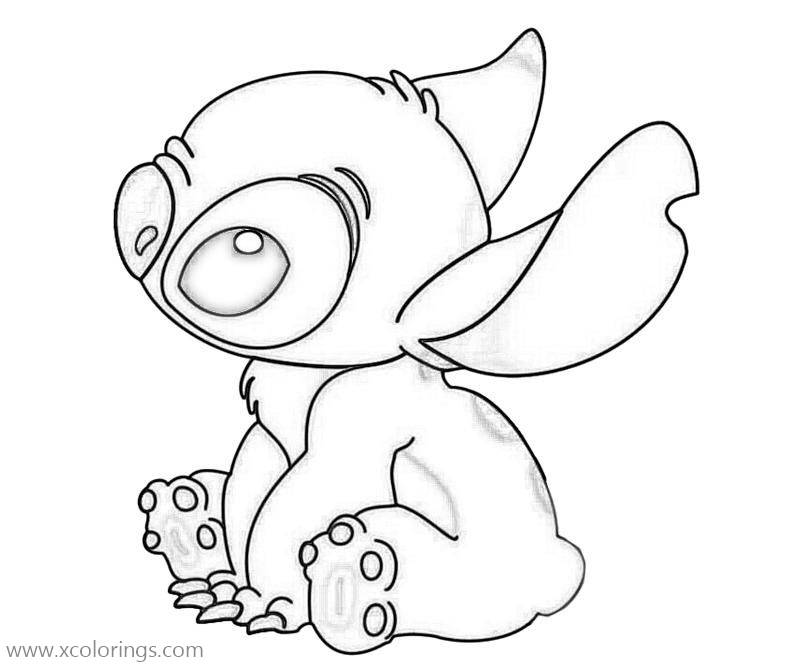 Free Lilo And Stitch Coloring Pages Stitch Sitting On the Ground printable