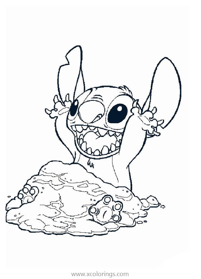 Free Lilo And Stitch Coloring Pages Stitch is Playing Sand printable