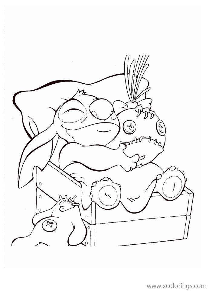 Free Lilo And Stitch Coloring Pages Stitch is Sleeping printable